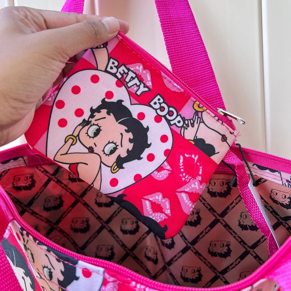 Betty Boop Printed Pink Red Y2K Tote Shoulder Bag New‎